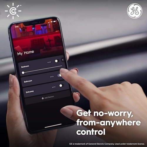 GE CYNC Smart LED Light Bulbs, Full Color and Color Changing, Matter Compatible, Bluetooth and Wi-Fi Enabled, Works with Alexa and Google Home, A19 Bulbs (4 Pack) 7