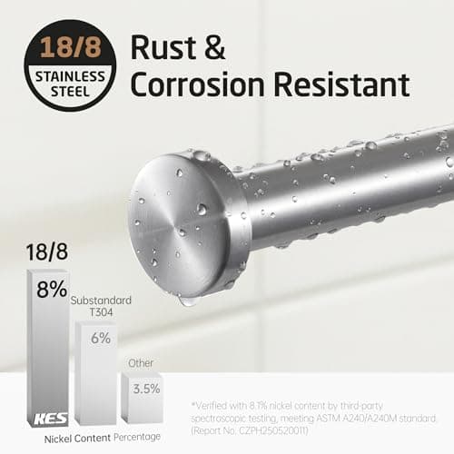 KES Width Adjustable Free Standing Towel Rack with 3X Thicker Weighted Natural Marble Base, 2-Tier Wooden Towel Rack Stand for Bathroom Floor, 18/8 Stainless Steel, Brushed Finish, BTH800-2 7