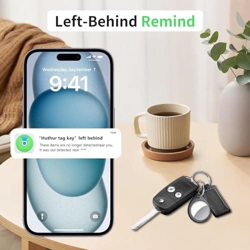 Air Tracker Tags-4 Pack, 5.3 Bluetooth Tracker Work with Apple Find My (iOS Only), 100dB Sound, Smart Tag with Keychain/Lanyard, Item Finder for Luggage/Key/Suitcase, Replaceable Battery, Black. 5