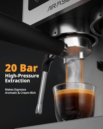 AIRMSEN Espresso Machines with Burr Grinder, 20 Bar, Milk Frother Steam Wand, Stainless Steel Coffee Maker for Home - Cappuccino Latte & ​​Cold Brew​​ Iced Coffee Maker & Americano 5