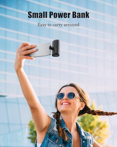 Qecvec Small Portable Charger, 5000mAh Mini Power Bank, 20W PD Bidirectional Fast Charging Compact, Travel Essentials Compatible with Mini Portable Charger iPhone for iPhone 15/16/Pro, Samsung 6