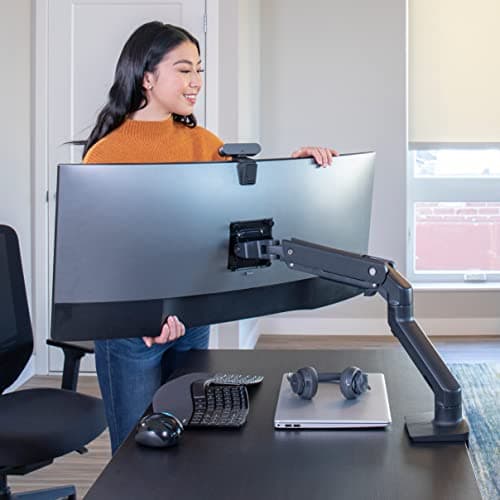 Ergotron – HX Premium Heavy Duty Monitor Arm, Single Monitor VESA Desk Mount – for Flat or Slight Curved Ultrawide Monitors Up to 49 inches, 20 to 42 lbs – Standard Pivot, Matte Black 6