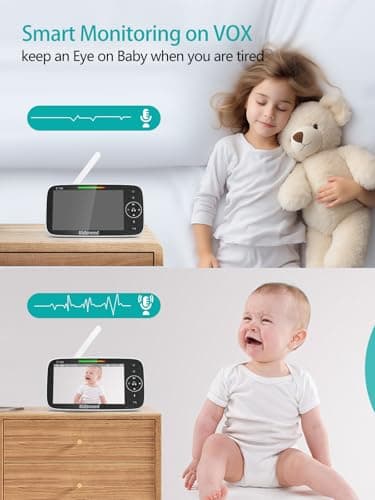 Kidsneed 5" Split Baby Monitor with 2 HD 720P Cameras 7