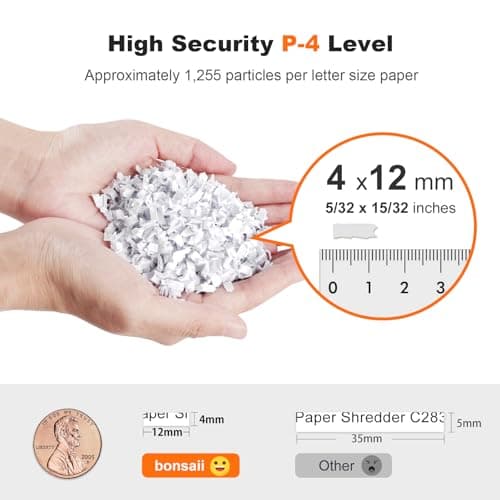 Bonsaii 200-Sheet Auto-Feed Paper Shredders for Office Use, Heavy Duty 8.1-Gal Large Shredder, 60 Minutes Continuous Run Time, P-4 Security Level (C283-A Old Version) 7