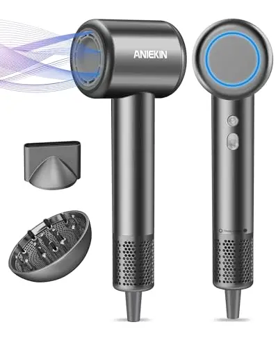 Hair Dryer, High-Speed Ionic Low Noise Blow Dryer for Fast Drying, Birthday Christmas Gifts for Women Men Mom Dad, Thermo-Control Quiet Compact Hair Blow Dryer for Travel Salon, Gray