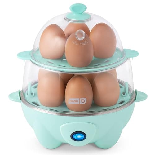 Dash Deluxe Egg Cooker - Boiler, Poacher & Steamer - Includes Measuring & Recipe Guide - Dishwasher Safe - BPA Free - Holds 12 Eggs, Aqua