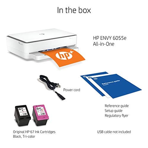 HP ENVY 6055e Wireless Color Inkjet Printer, Print, scan, copy, Easy setup, Mobile printing, Best-for-home, 3 month Instant Ink trial included, white 9