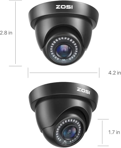 ZOSI 4 Pack 1080P 1920TVL HD-TVI Dome Security Cameras,Night Vision,2MP Indoor Outdoor Home Surveillance CCTV Camera for 1080P/5MP/4K TVI Analog DVR 9