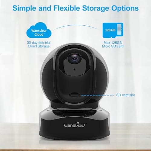 Wireless Security Camera, IP Camera 1080P HD Wansview, WiFi Home Indoor Camera for Baby/Pet/Nanny, Motion Detection, 2 Way Audio Night Vision, Compatible with Alexa, with TF Card Slot and Cloud 6
