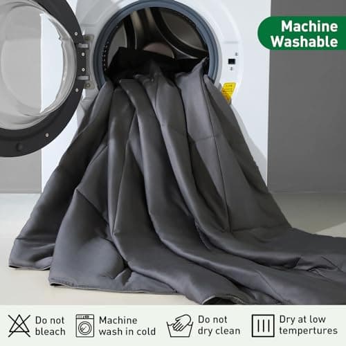 100% Viscose Made from Bamboo Comforter for Hot Sleepers- Soft Breathable Silky Duvet Insert Full Size-with Corner Tabs- All Season Comforter (86"x82", Grey) 7