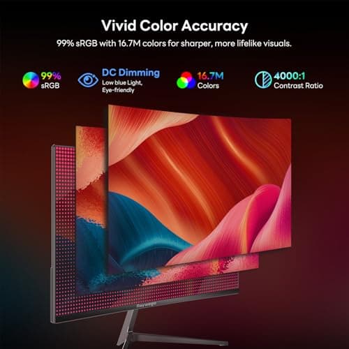 Raywego 24 inch Curved Gaming Monitor 200Hz/180Hz 1ms,FHD 1920×1080P,4000:1 Contrast Ratio,with FreeSync & Eye-Care, Support DP, HDMI,USB,3.5mm Port for Gaming Home Office,Wall Mount Install 4