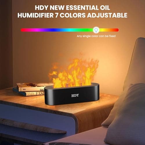 Flame Essential Oil Diffuser 150ml - Humidifiers for Bedroom with 7 Selectable Color Lights, Diffusers for Home with Timer and Auto Shut-Off - Ideal for Rooms and Offices (Black) 6