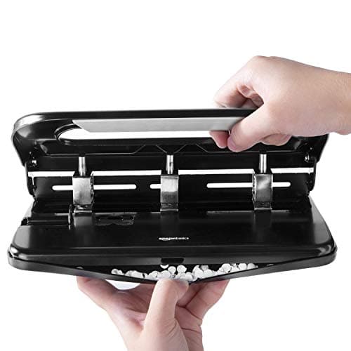 Amazon Basics 2/3 Hole Punch, Semi-Adjustable, 30 Sheet Capacity, Black 5