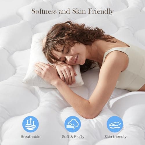 Decroom 3 Inch Memory Foam Mattress Topper Full Size for Back Pain Relief, Thicked Down Alternative-Lined Mattress Pad，Filled with Breathable & Soft Memory Foam Pillow Top, 75x54x3 Inch 5