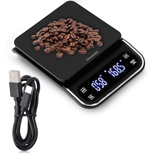Gaoscale Coffee Scale With Timer - Digital Espresso Scale Rechargeable, Back-Lit LCD Display, 4 Units, 3kg/0.1g High Precision
