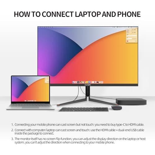 CUNPU 24 Inch Touchscreen Monitor, 10 Point Touch, FHD 1080P 75Hz IPS Screen, 100% SRGB, VESA Wall Mountable, Tilt Adjustment, VGA HDMI USB for PC, Laptop Business & Work Station, Warehouse 6