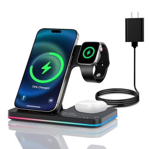 3 in 1 Charging Station Wireless Charger, Brown