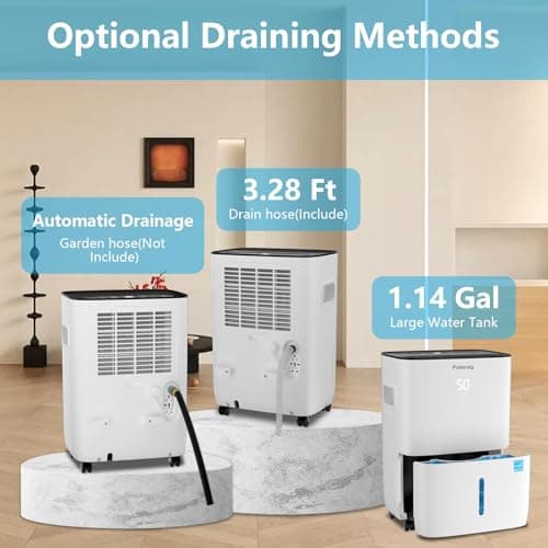 Folanzy Smart Dehumidifier, 80 Pints Energy Star Dehumidifier for Basement Bedroom Home Garage and Large Room Spaces up to 5,200 Sq. Ft with Drain Hose and Water Tank 5