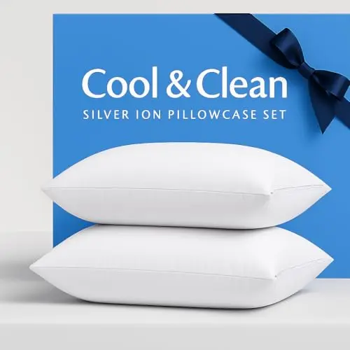 Lavish Comforts® Cooling Pillow Cases for Hot Sleepers, Silver-Infused SleepCool+ Fabric Hypoallergenic, Cold to Touch, Zippered King Pillow Covers for Acne, Frizz & Night Sweats 2 Pack (White, King) 8