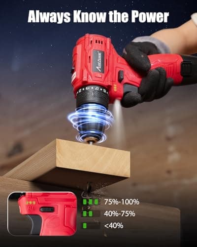 AVID POWER Brushless Power Drill Set, 2-Speed Control, 3/8-Inch Keyless Chuck & 25+1 Position, 12V Electric Drill Cordless Driver Kit with 2000mAh Battery, Charger and 22pcs Accessories 9