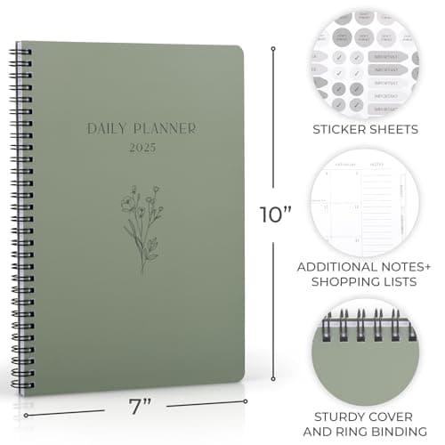 Beautiful 2025 Daily Planner - 7" x 10" Daily Planner for Women or Men with Weekly & Monthly Spreads for Easy Planning - Perfect Calendar Book To Organize All Tasks and Boost Productivity 7