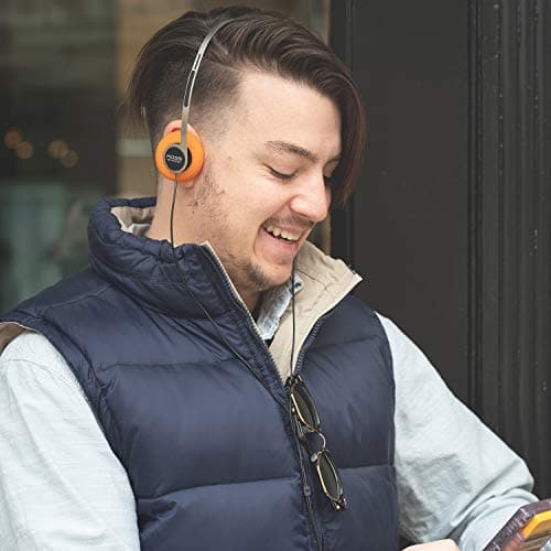 Koss x Retrospekt P/21 Retro On-Ear Headphones, Retro Orange Foam, Adjustable Headband, Wired 3.5mm Plug, Orange Black and Silver 4