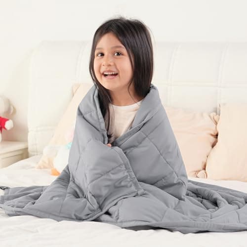 Topblan 5 lb Weighted Blanket, 36" x 48" Small Heavy Lap Blanket, Soft Microfiber, Glass Bead Filling for Calming, Washable, Grey