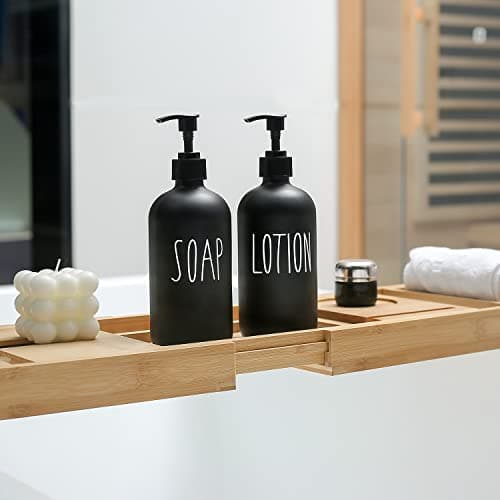 MOMEEMO Matte Black Soap Dispenser Bathroom Set, Contains Lotion and Hand Soap Dispenser, Suitable for Bathroom Decor Farmhouse Style. (Black) 5