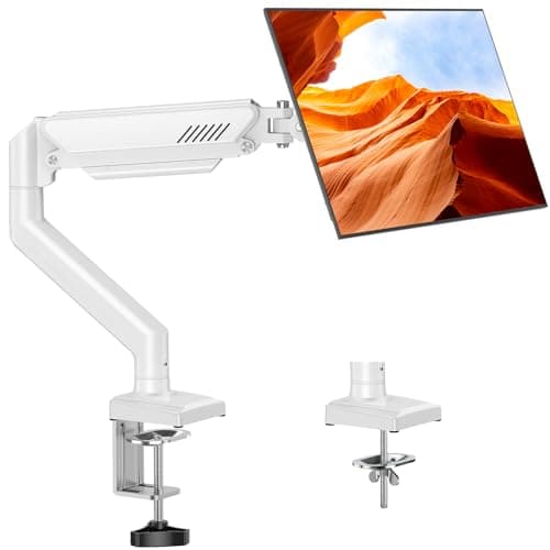 Single Monitor Arm Desk Mount Fits 13 to 32 inch Computer Screens, Holds 4.4 to 22lbs Display VESA Mount, Adjustable Monitor Stand with Clamp/Grommet Mounting Base, 75/100mm Bracket, White, Freelift