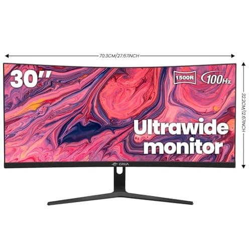 CRUA 30Inch Ultrawide Curved Monitor, 21:9 FHD(2560x1080P) VA Computer Monitor, 120% sRGB 100HZ 1500R PC Monitors Support FreeSync, Wall-Mounted, with HDMI/DP Display Port-Black 8