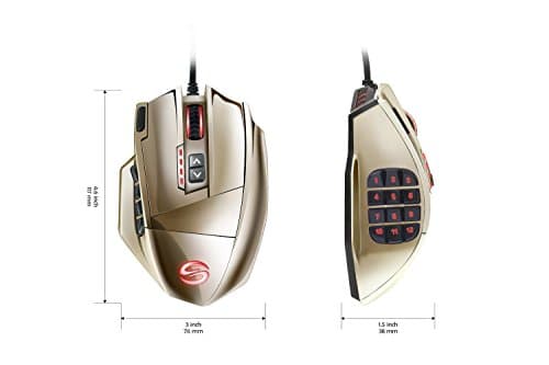 UtechSmart Venus 16400 DPI High Precision Laser MMO Gaming Mouse Vacuum Plating Version Champagne Gold ¡­… 5