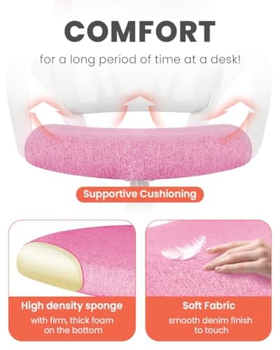 NEO CHAIR Office Desk Computer Chair Ergonomic Mesh Gaming Mid Back Seat with Comfy Lumbar Support Adjustable Height Swivel for Home Task (Pink) 5