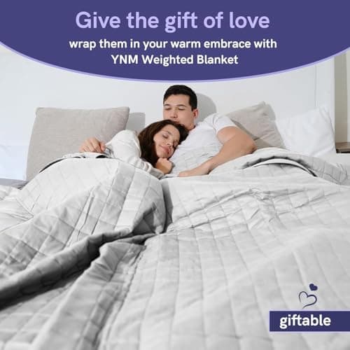 YnM Oeko-Tex Certified Premium 60 x 80 Inch 20 Pound Cotton Calming Heavy Weighted Blanket with Glass Beads for Queen and King Beds, Light Grey 7