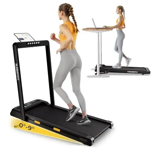 PACEARTH Walking Pad Treadmill 3 in 1 Under Desk Foldable Treadmill 7.6mph 15% 9-Level Auto Incline Pause/Start Remote Control 2.5HP Powerful Quiet 265Lbs Weight Capacity for Home Office Workout