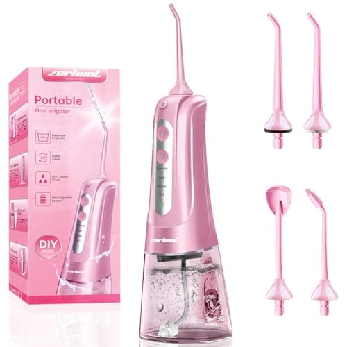 Water Dental Flosser Pick for Teeth: 4 Modes Cordless Portable Water Flossers Teeth Cleaner Rechargeable 300ML IPX7 Waterproof Oral Irrigator Flossing Cleaning Picks for Home Travel