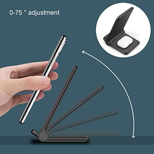 25W Wireless Charger,Foldable 2 in 1 Wireless Charging Station for Apple iPhone 16/16 Pro/15/14/13/12/11/Plus/SE/X/Airpods,PDKUAI 15W Fast Dual Wireless Induction Charge Stand for Samsung/LG 5