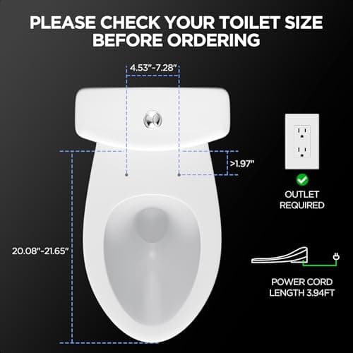Smart Electric Bidet, Japanese Heated Toilet Seat Elongated with Dual Control, LED Display, Instant Warm Water & Air Dryer, Self-Clean Nozzle, Slow Close Lid, UV Light, Child/ECO/Silent Mode 6