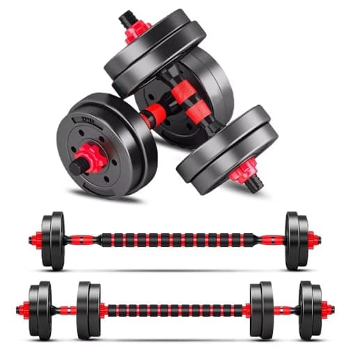 BCBIG Adjustable-Dumbbells-Sets,Free Weights-20lb(10lb*2) Dumbbells Set of 2 Convertible To Barbell A Pair of Lightweight for Home Gym,Women and Men Equipment