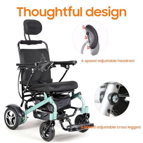 Electric Wheelchairs for Adults, 25 Miles Aluminum Lightweight Wheelchair Foldable for Senior with Bag, 18 inch Motorized Power Wheelchairs, Portable Folding All Terrain 500W Intelligent 7