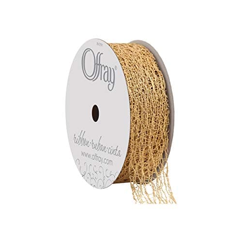 Offray Metallic Web Craft Ribbon, 7/8-Inch x 9-Feet, Metallic Gold