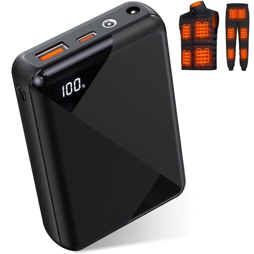 Hecusma Heated Jacket Battery Pack 18,400mAh 12V, Battery Pack for Heated Jacket, Power Bank for Heating Jackets, DC/USB-C & A Ports, LED Display (No for Dewbu、Bosch)