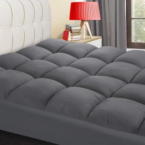 COONP King Mattress Topper, Extra Thick Pillowtop, Cooling Plush Mattress Pad Cover Bed Topper Protector with 8-21 Inch Deep Pocket (Grey, King)