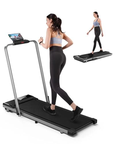 DeerRun 3 in 1 Under Desk Walking Pad Treadmill, 3.0HP Low Noise Portable for Home & Office, 300LBs Weight Capacity Folding with Remote Control & Smart APP