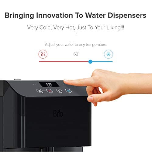 Brio Moderna UV Self Cleaning Bottleless Water Cooler Dispenser with Filtration – Adjustable Temperature – Digital Clock – LED Nightlight – Tri Temp Hot, Cold, and Room, Black Stainless Steel 2