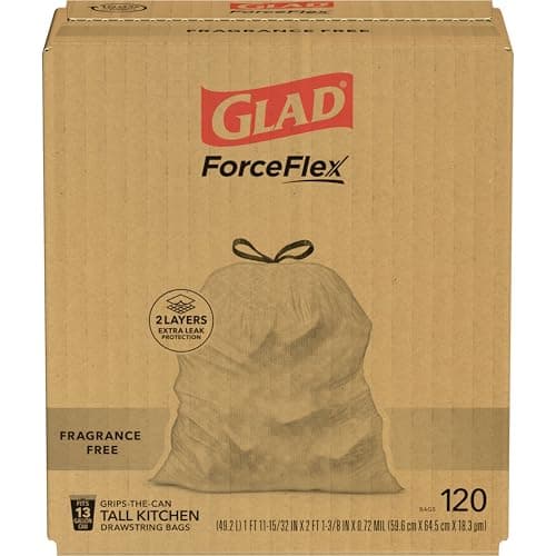 Glad® ForceFlex Tall Kitchen Drawstring Trash Bags, 13 Gallon, Unscented, 120 Count. 6