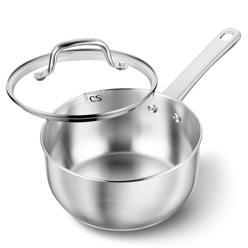 KOCH SYSTEME CS Stainless Steel Saucepan, 3 Quart Saucepan with Lid, Premium Stainless Sauce Pan, Indutcion Sauce Pan with Lid, Stainless Steel Pot 3 QT, Easy to Clean, Oven Safe