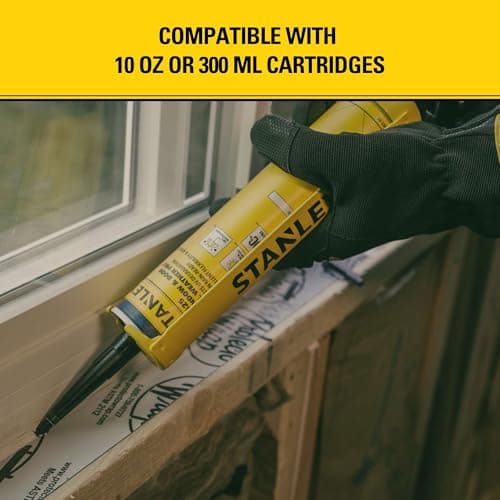 Stanley Professional Caulking Gun - 10 Oz Silicone Sealant Gun with 2000N Pushing Power, No Drip Function, Steel Carriage & Aluminum Swivel Handle Sealant Gun | 18:1 Thrust Ratio, 1 Pack 7