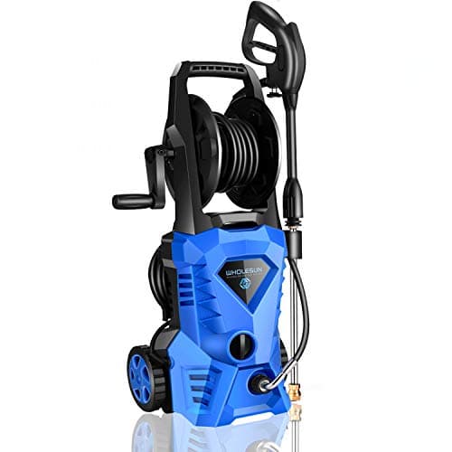 WHOLESUN 3000PSI Electric Pressure Washer 2.4GPM 1600W Power Washer with Hose Reel and Brush Blue