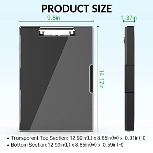 Sooez Clipboard with Storage, Heavy Duty Cleaview Clip Boards 8.5x11 with Dual Storage, Dry Erase Plastic Nursing Clipboard, High Capacity Clipboards Folder for Teacher Nurse, School & Office Supplies 6