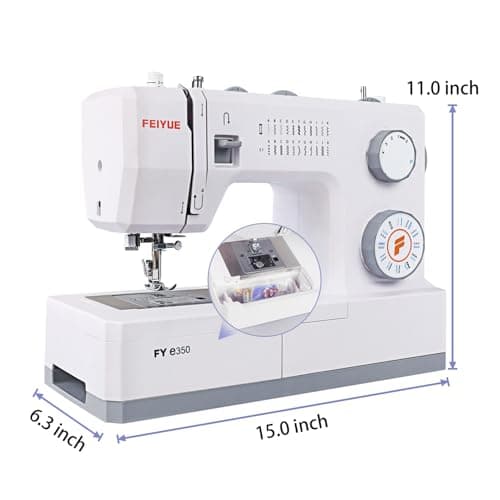 FEIYUE FYe350 Sewing Machine, Energy Saving Servo Motor, Heavy Duty & Portable, 23 Built-in Stitches, Multiple Needle Positions, 6 Bobbins & 5 Included Sewing Feet 6